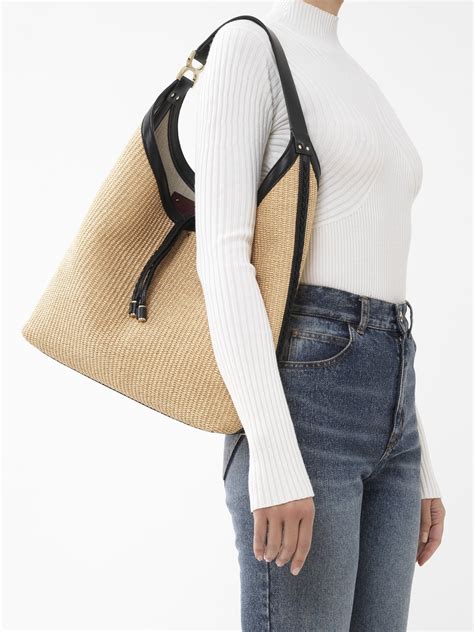 chloe marcie hobo large|Marcie hobo bag in soft leather & braided fibers .